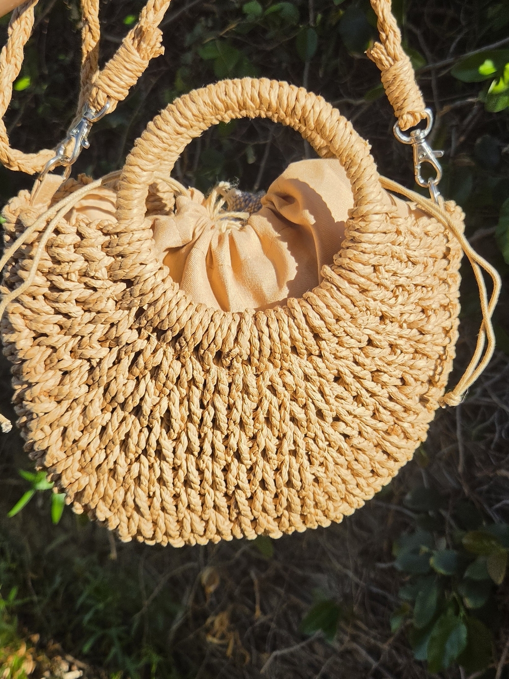 Source Unknown Tan Woven Round Shoulder Bag